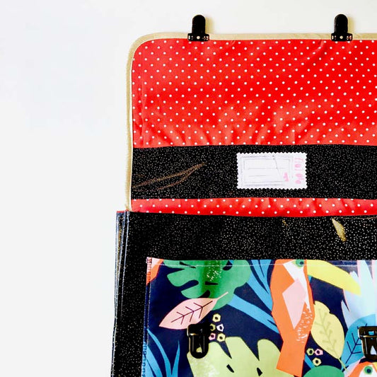 Cartable CP/primaire renforcé et léger Noir pailleté doré Jungle