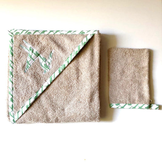 Cape de bain eponge beige ara vert