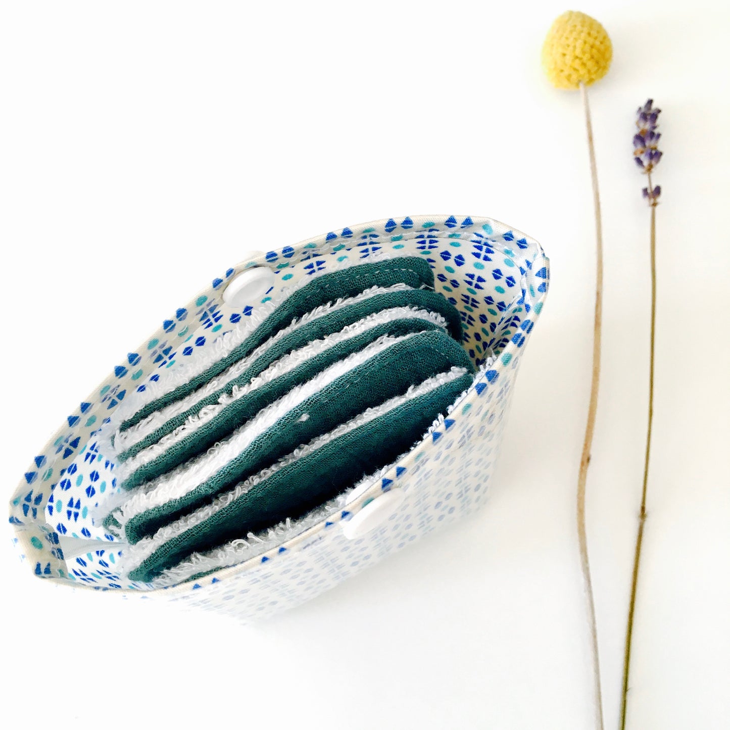 Pochette de 7 lingettes lavables bleues