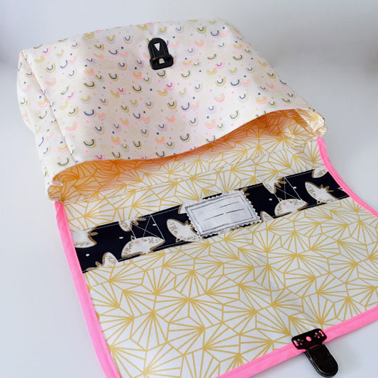 Cartable maternelle léger Rose arc en ciel oiseaux