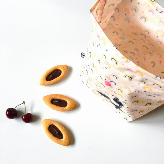 Lunch bag enduit rose arc en ciel