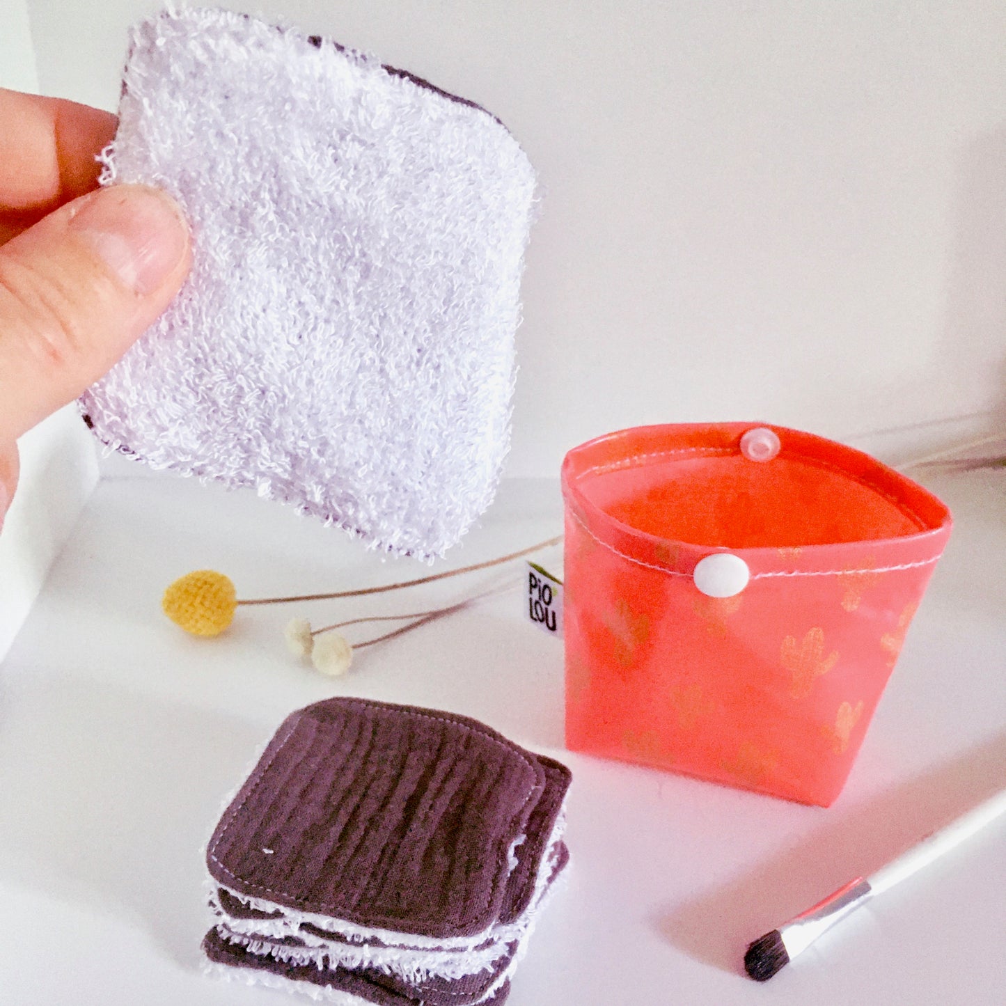 Pochette de 7 lingettes lavables grises