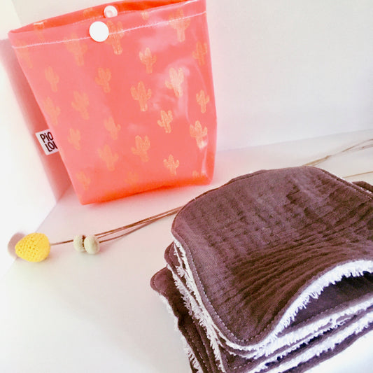 Pochette de 7 lingettes lavables grises