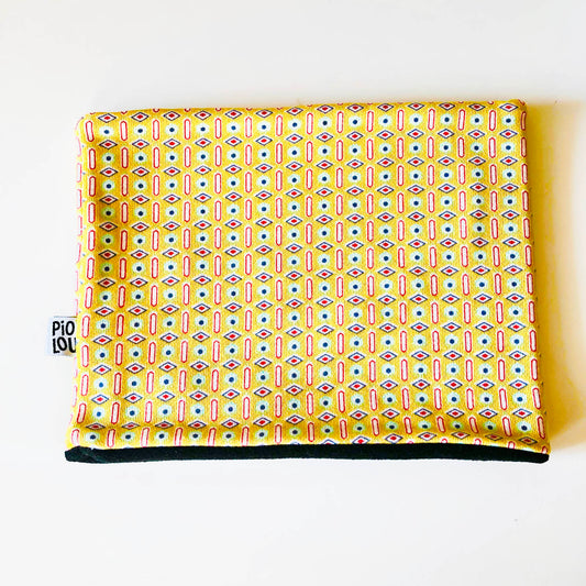 Tour de cou enfant réversible noir et jaune graphique