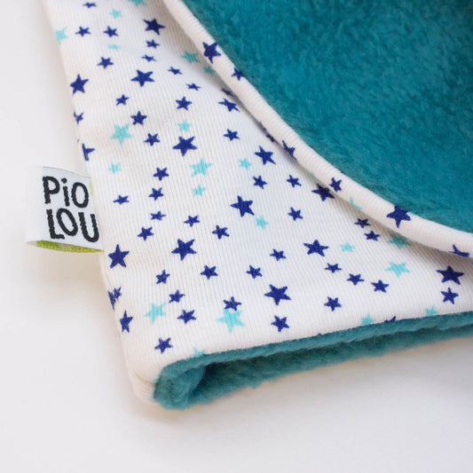 Tour de cou enfant réversible bleu à étoiles