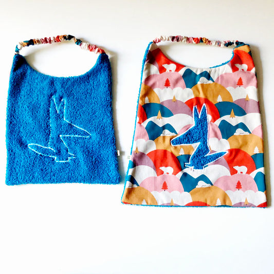 Bavoir en éponge et coton bleu ours polaire