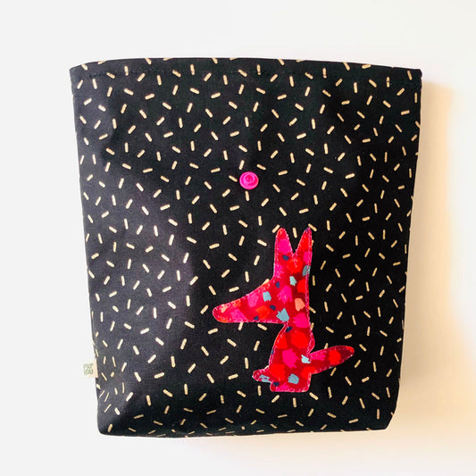 Lunch bag enduit noir doré rose