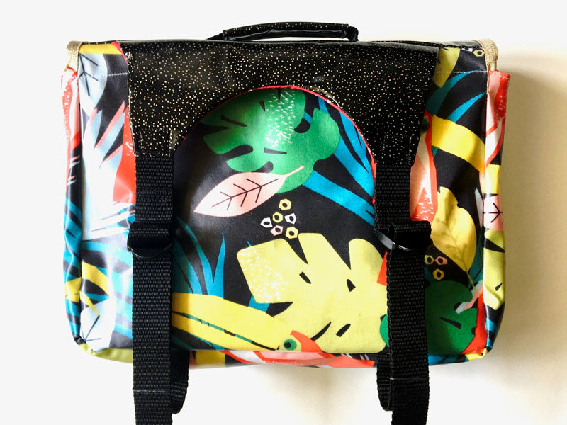Cartable maternelle léger Noir Pailleté Doré Jungle