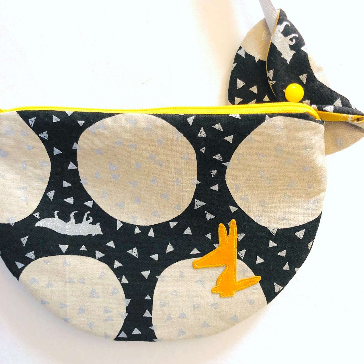 Sac à main enfant et son porte-monnaie n&b moutarde argenté