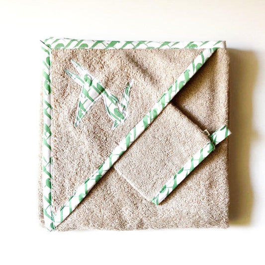 Cape de bain eponge beige ara vert
