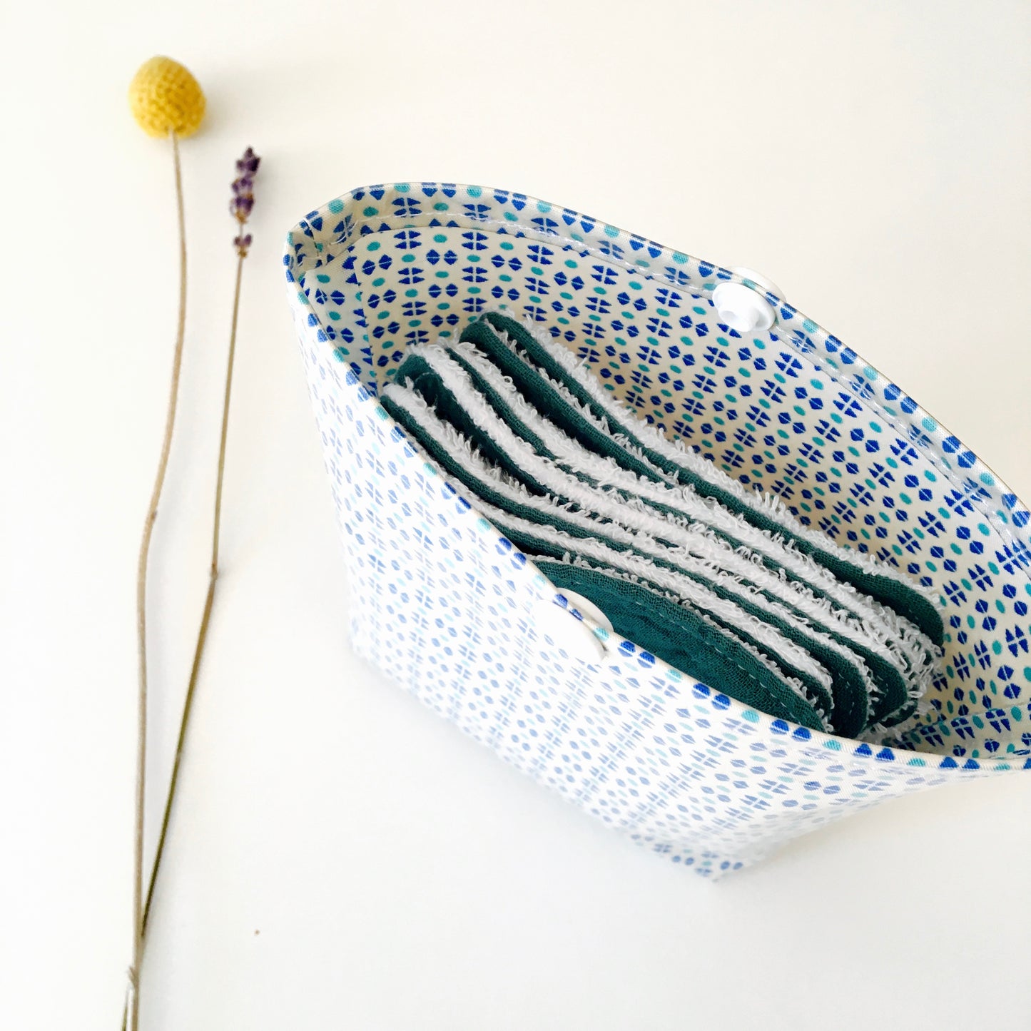 Pochette de 7 lingettes lavables bleues