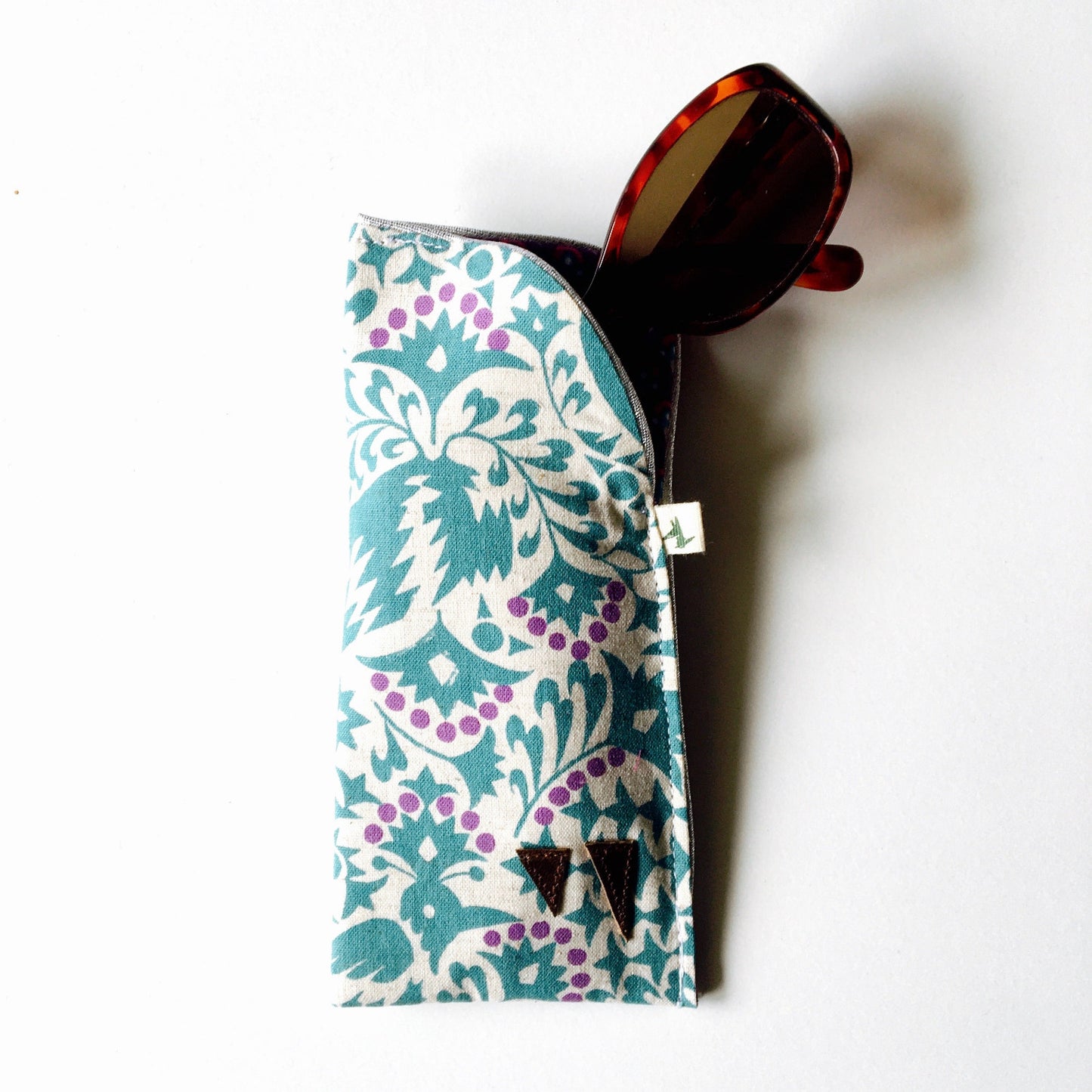 Etui à lunettes fleuri oiseau