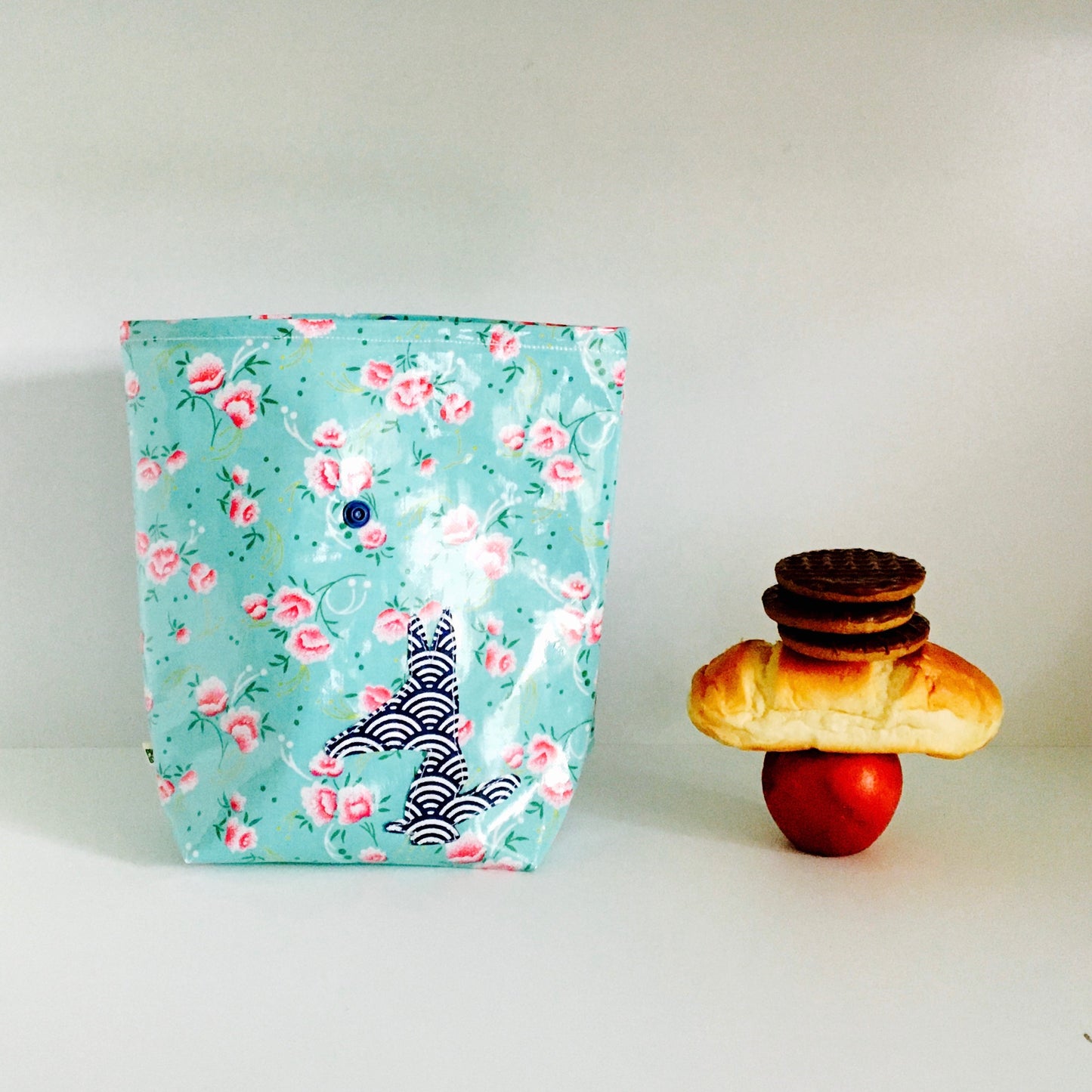 Lunch bag enduit roses