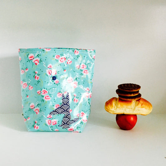 Lunch bag enduit roses
