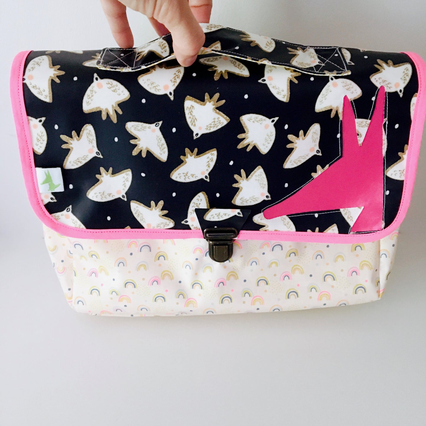 Cartable maternelle léger Rose arc en ciel oiseaux