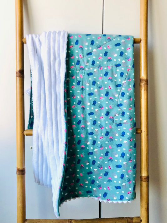 Couverture bleue pieuvres