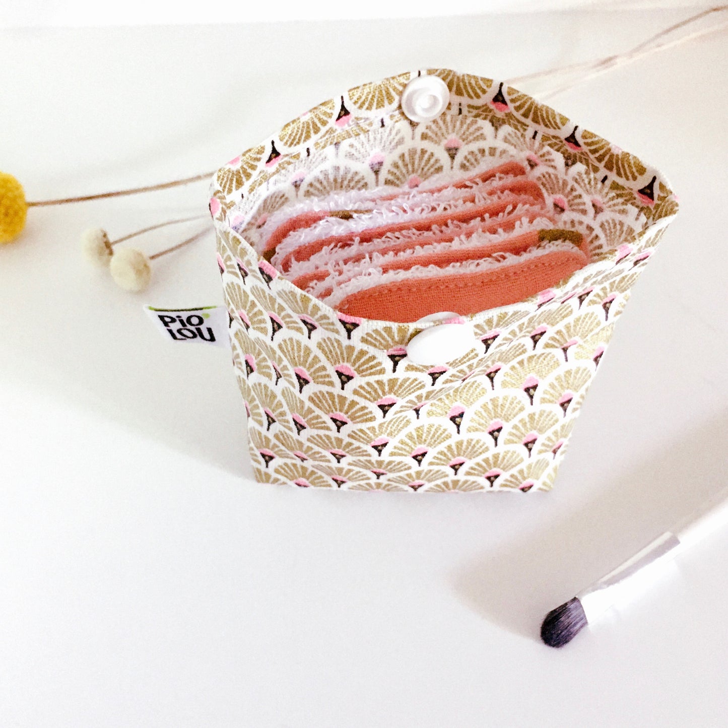 Pochette de 7 lingettes lavables roses dorées