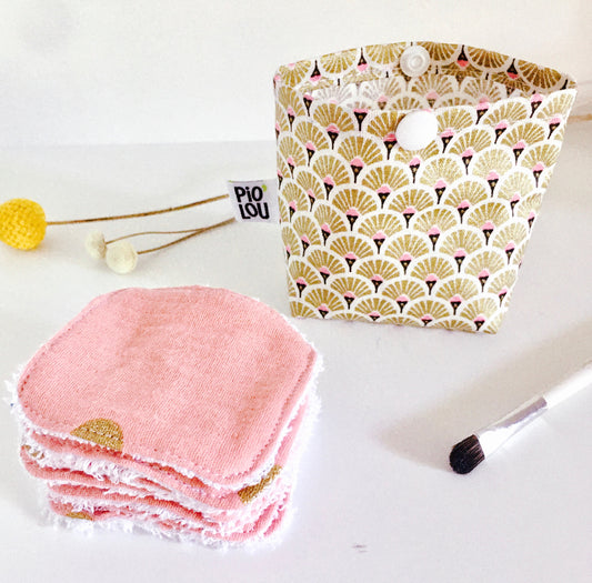 Pochette de 7 lingettes lavables roses dorées