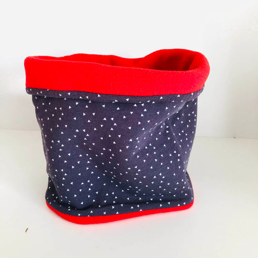 Tour de cou enfant réversible rouge marine triangles
