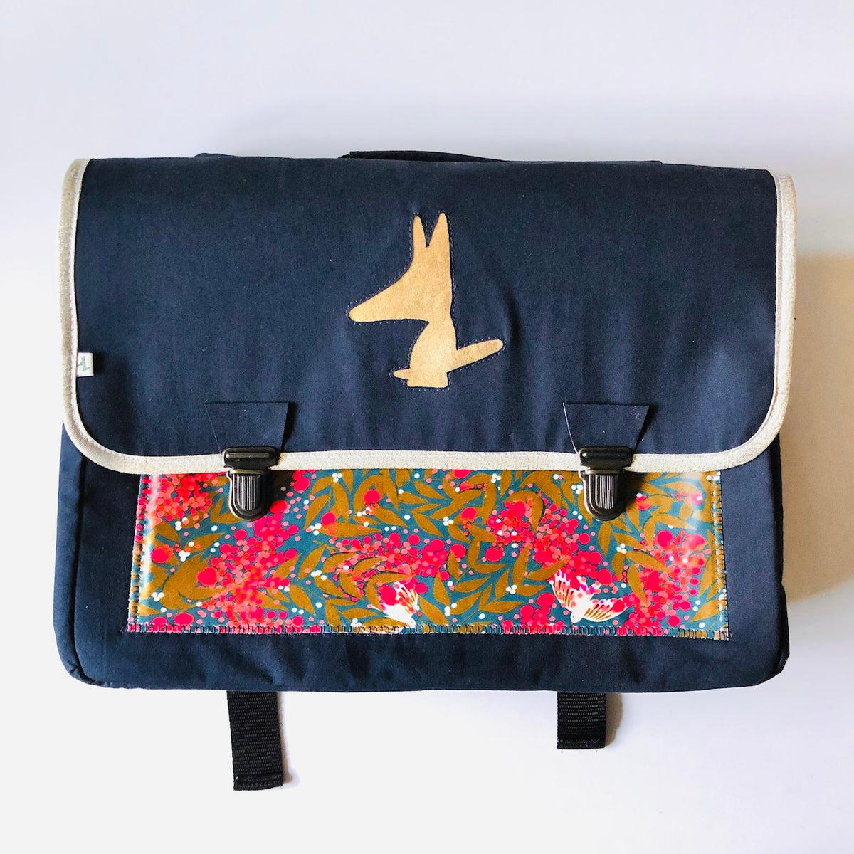 Cartable CP/primaire renforcé et léger Marine motifs fleurs et oiseaux