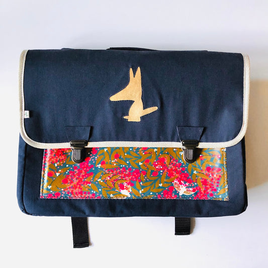 Cartable CP/primaire renforcé et léger Marine motifs fleurs et oiseaux