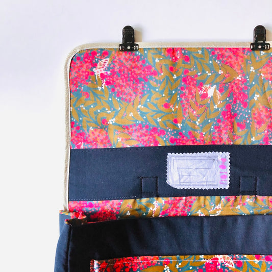 Cartable CP/primaire renforcé et léger Marine motifs fleurs et oiseaux