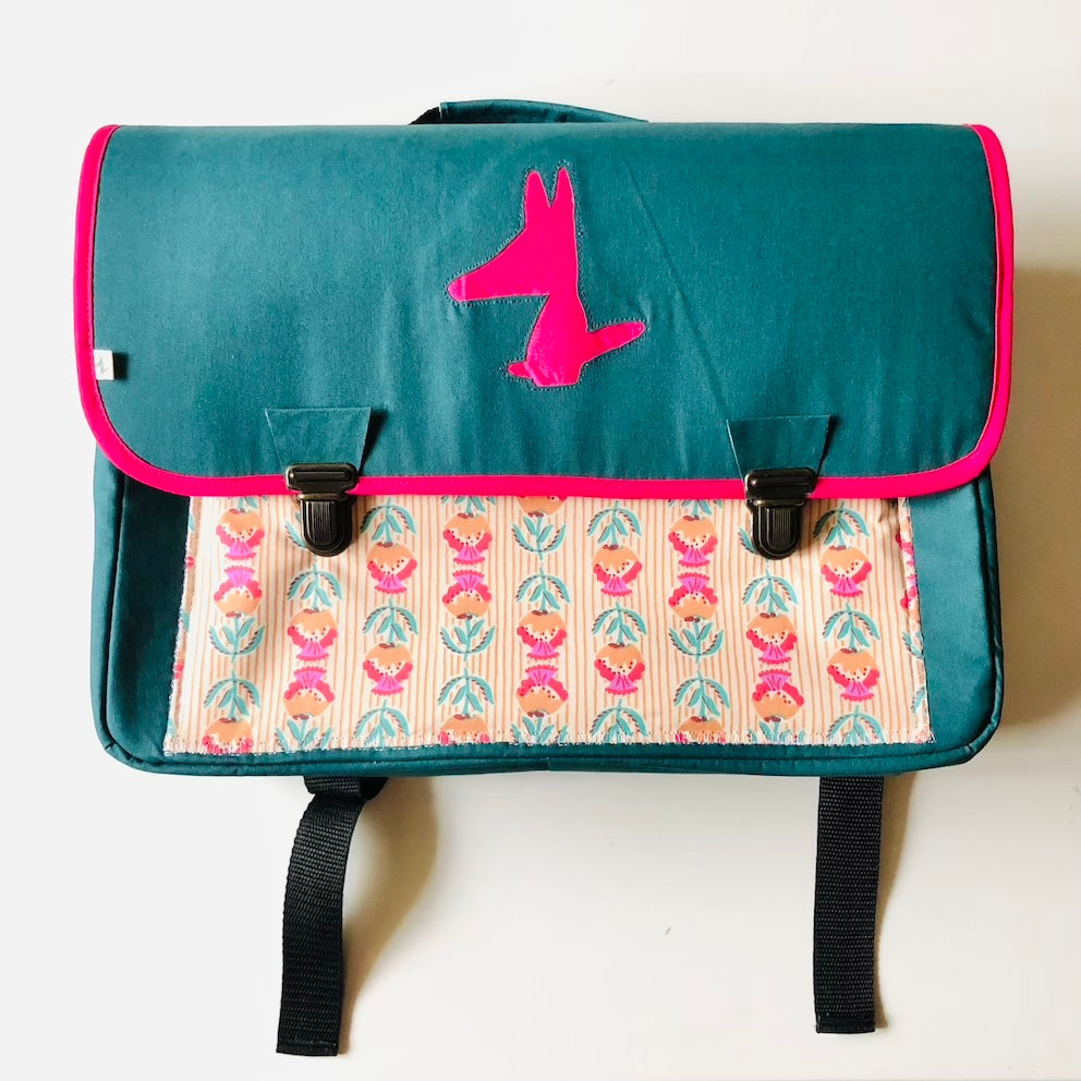 Cartable CP/primaire renforcé et léger Vert motifs fleurs indy