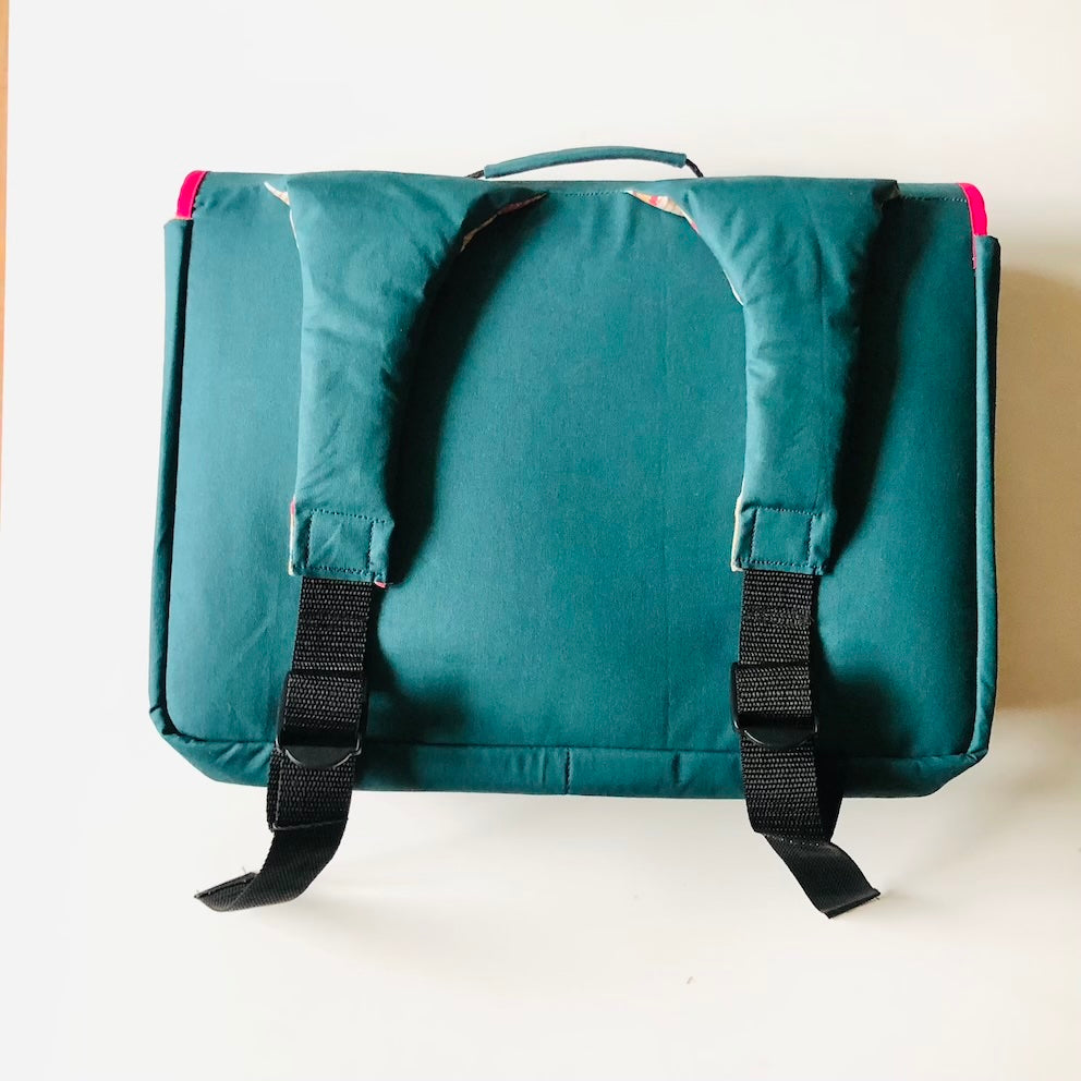 Cartable CP/primaire renforcé et léger Vert motifs fleurs indy