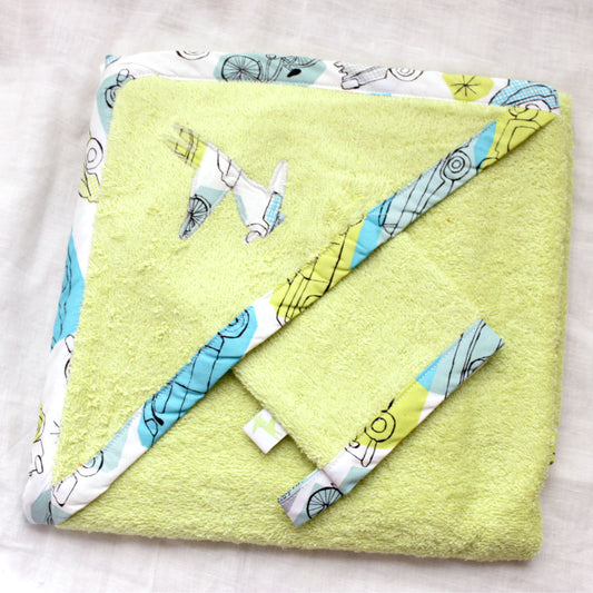 Cape de bain eponge vert anis voitures