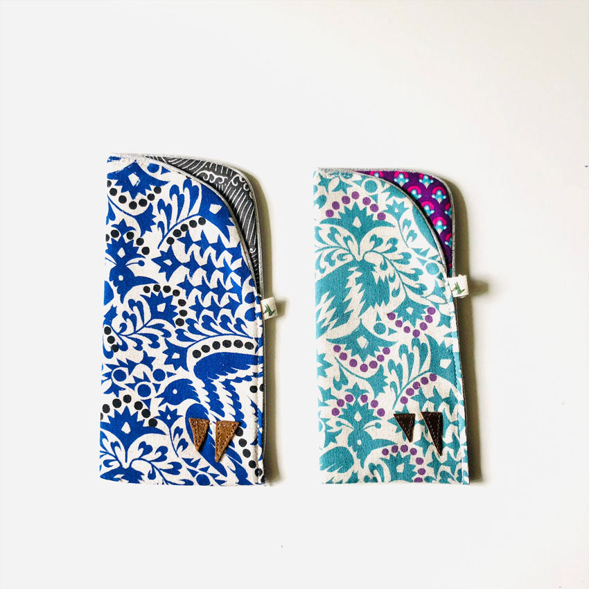 Etui à lunettes fleuri oiseau