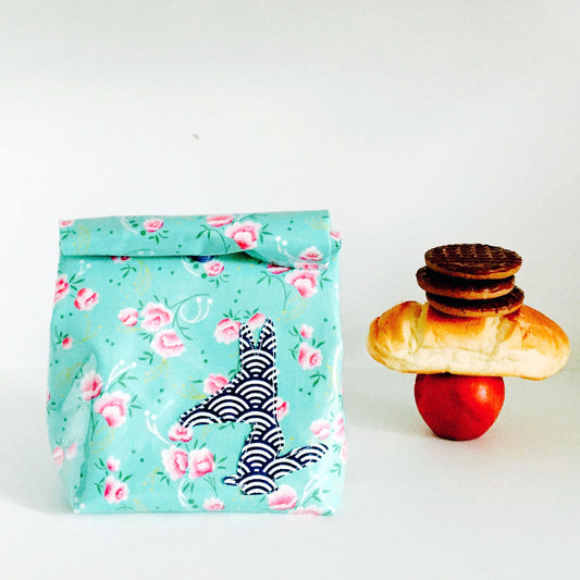 Lunch bag enduit roses
