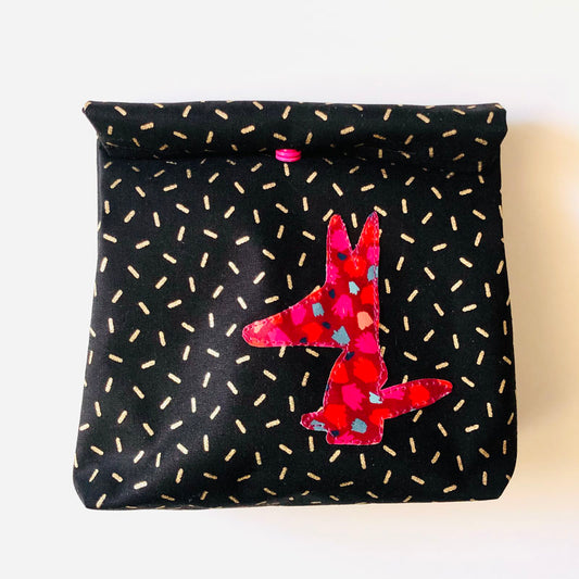 Lunch bag enduit noir doré rose