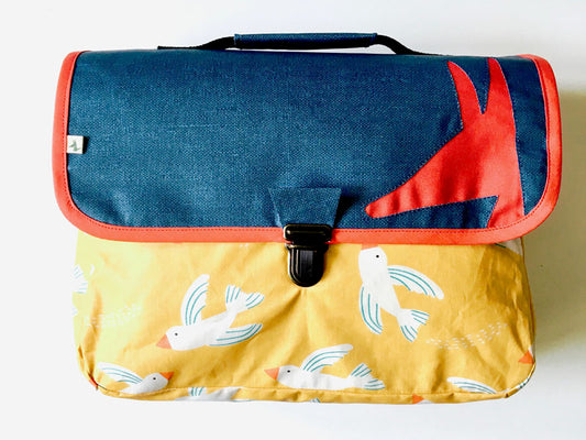 Cartable maternelle léger Bleu et Jaune Oiseaux