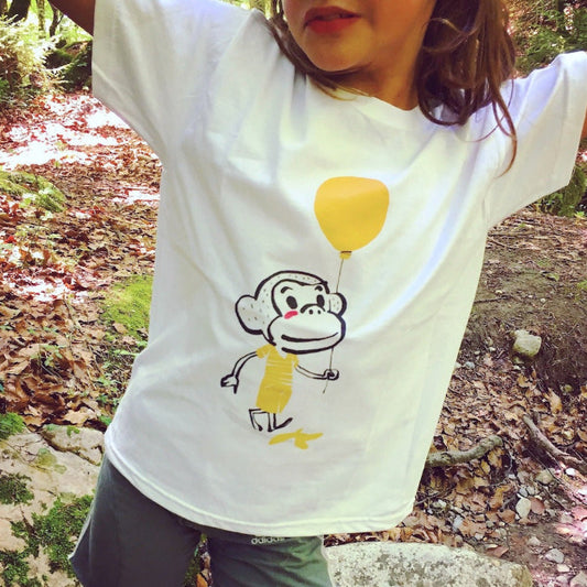T-shirt blanc Singe au ballon