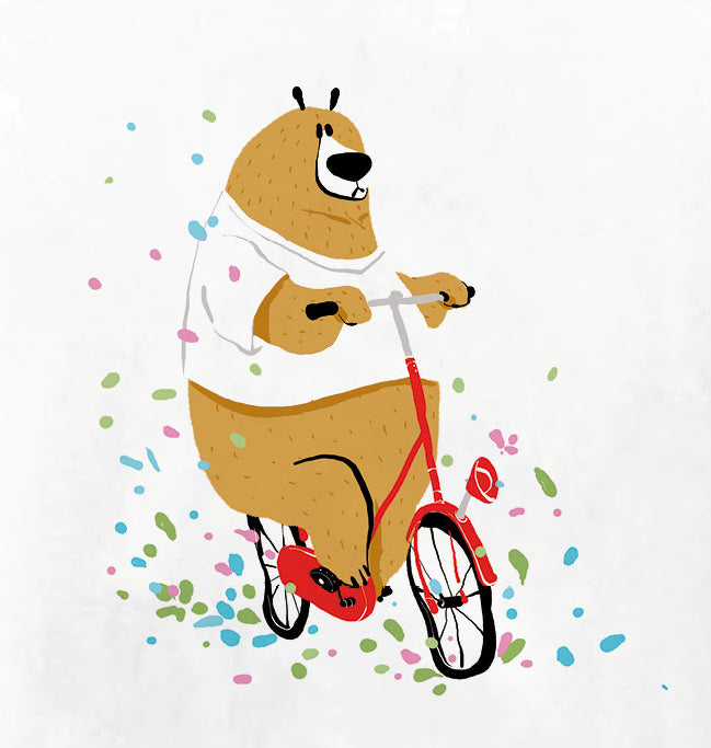 T-shirt blanc Ours à vélo