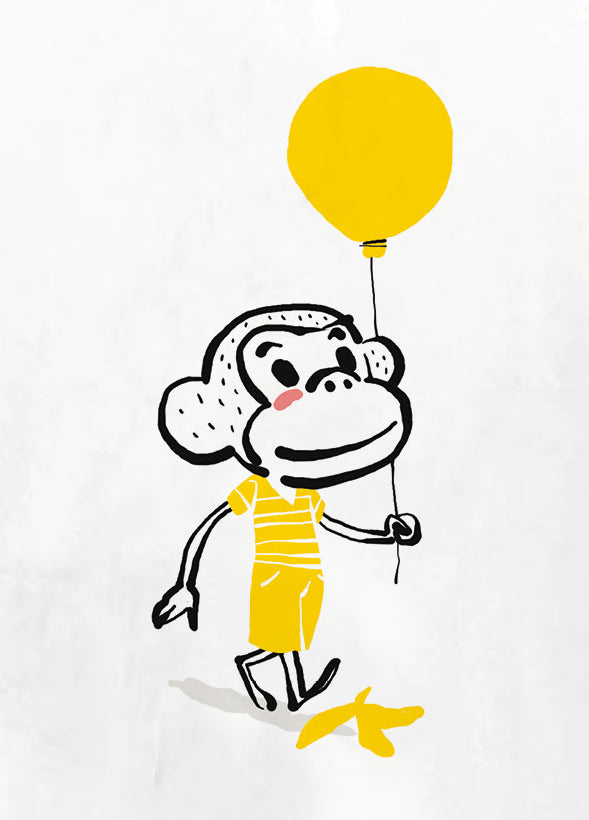 T-shirt blanc Singe au ballon
